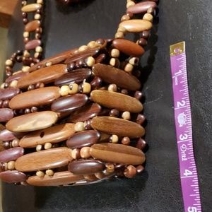 Crossbody brown wood beaded small bag/purse